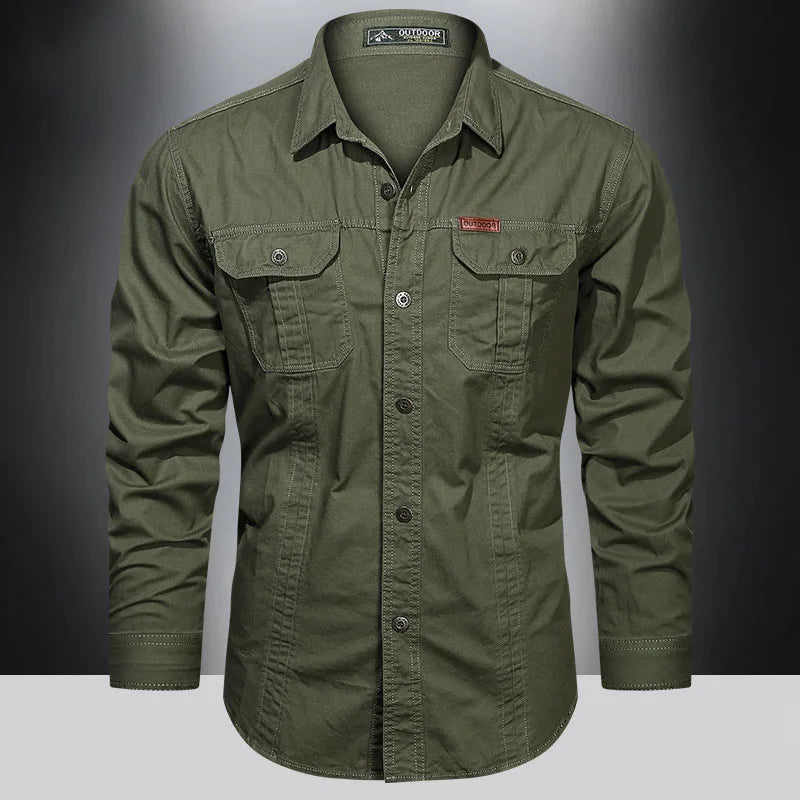 Chemise Homme Manches Longues Militaire Slim