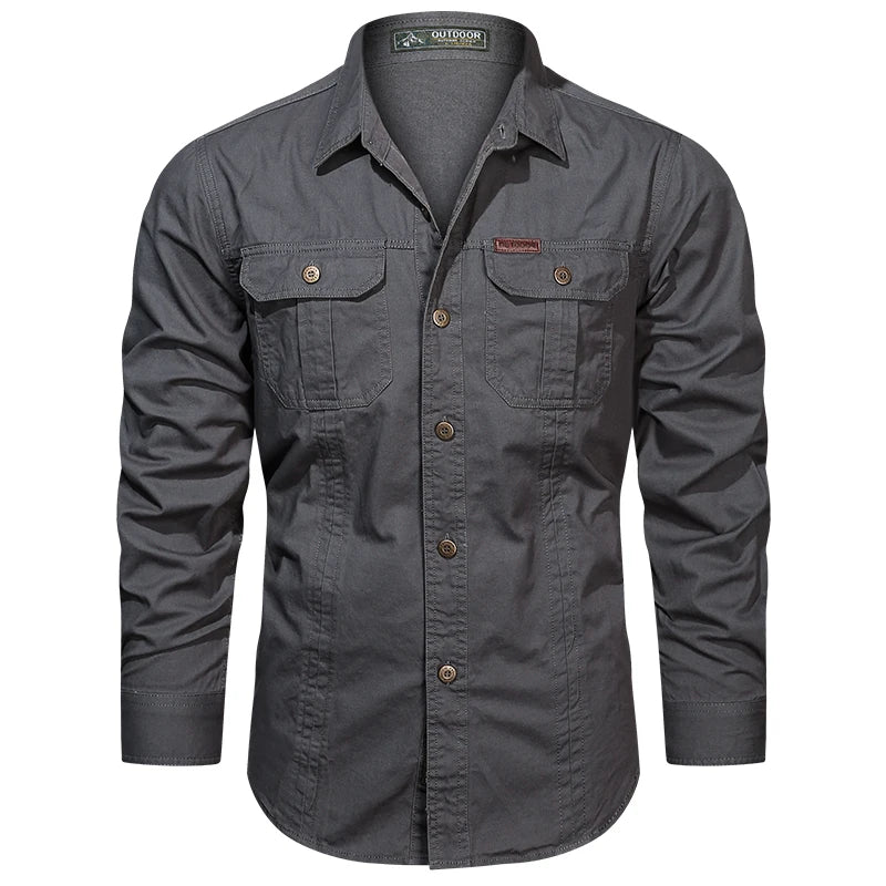 Chemise Homme Manches Longues Militaire Slim