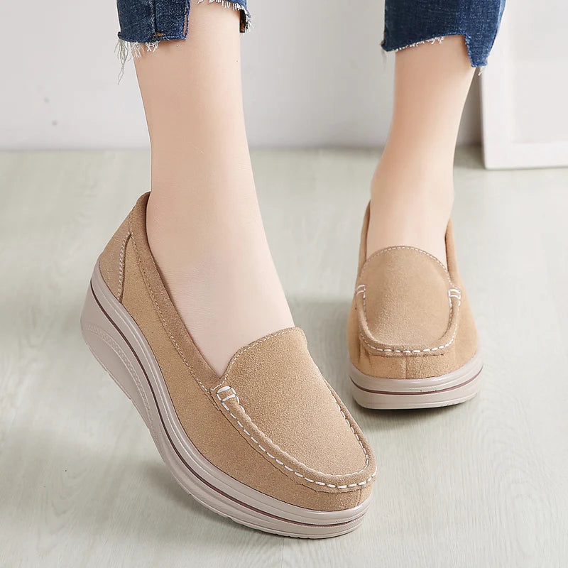 Mocassin femme en daim