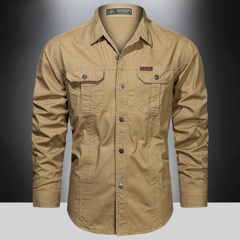 Chemise Homme Manches Longues Militaire Slim