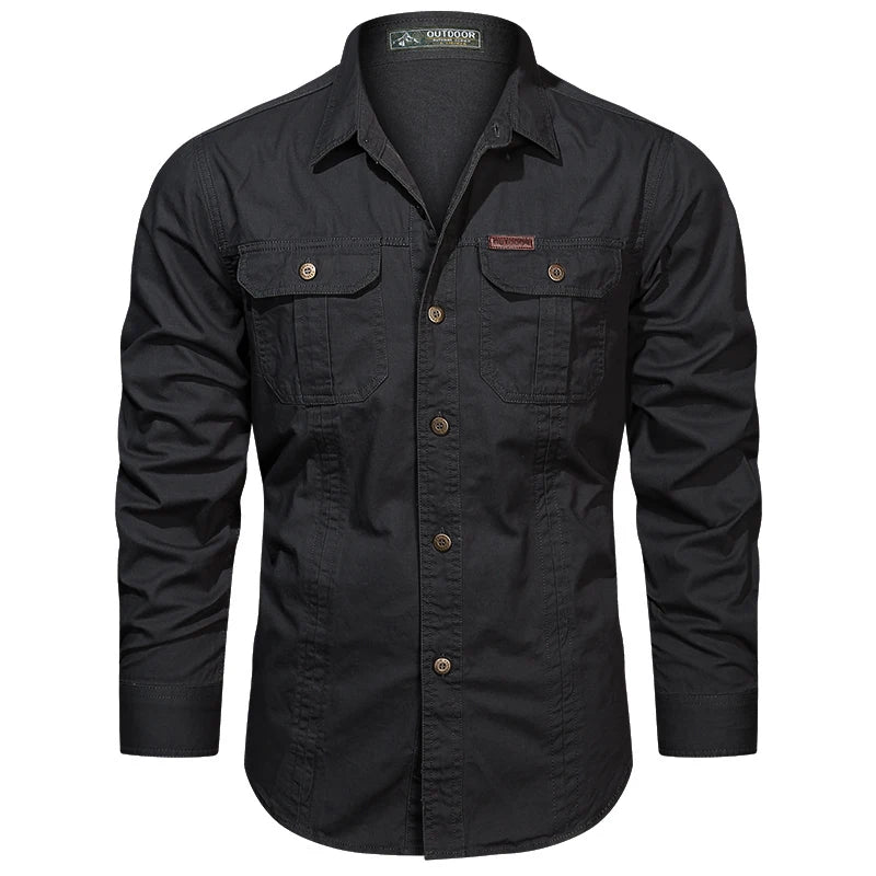 Chemise Homme Manches Longues Militaire Slim