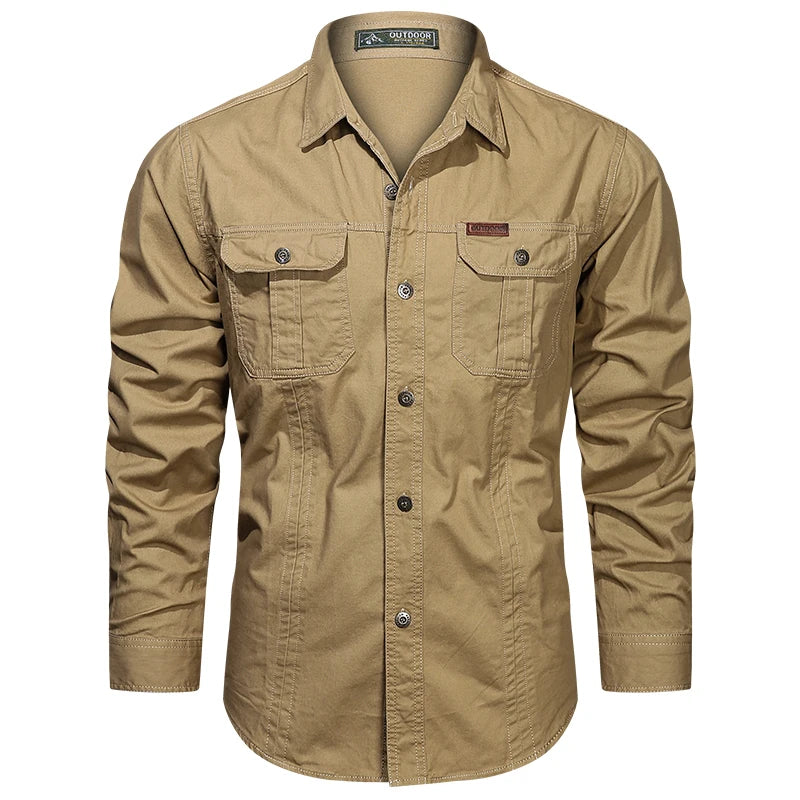 Chemise Homme Manches Longues Militaire Slim