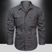 Chemise Homme Manches Longues Militaire Slim